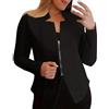 TDEOK Blazer da donna con chiusura lampo, cardigan da donna, corto, blazer, taglie forti, sportivo, con cerniera, elegante, giacca corta sciancrata, giacca moderna, Nero , M