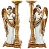 REGALOS LLUNA Barca a vela Angelo in piedi Bianco Set 2 Figure 49 cm. Dorato Immagine Resina Base