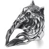 WESTMIAJW Mens Wolf Lion Head Ring Stainless Steel Gothic Punk Goth Wolf Lion Rings Jewellery for Men Size Q,S,T1/2,V1/2,Y,Z+1