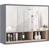 HOMCOM Specchiera Bagno a 3 Ante con Armadietto, Specchio Bagno Contenitore con 8 Scomparti e Chiusura Soft Close, Mobile Bagno in MDF, 80x20x60 cm, Grigio
