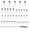 SGYKJ Set di 60 piccole testine jig, 7 misure di ami da pesca, ami jig per esche morbide, testine jig per esche morbide, accessori da pesca (1 g, 2 g, 3,5 g, 5 g, 7 g, 10 g, 12 g)