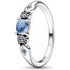 PANDORA Disney Anello con Aladin e Jasmine in argento Sterling con cristallo blu ghiaccio e cristallo blu chiaro di luna, 52