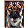 Artery8 Polygonal Pug Dog Lover Colourful Geometric Blank For Him Or Her Art Birthday Card