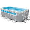 Intex 26770NP - Piscina Fuori Terra Prisma Frame Clearview Rettangolare, Pompa Filtro 2006 L/h, Scaletta, Telo Base e Copertura, 8418 L, Acciaio e PVC, Grigio, 400x200x122 cm