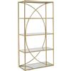 FERRETTI Libreria Stile Glamour 90x38x180 Oro Con Ripiani A Specchio Glamy