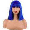 MapofBeauty 12 Pollice Lisci Bob Corto Colorato Parrucca,Marino Blu | Sintetico Capelli