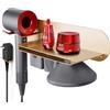 FLE Hair Dryer Holder Wall Mounted with Shelf - Hair Dryer Holder Rack Organizer Compatible for Dyson Supersonic Hair Dryer,Gold