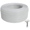 BIGtec Cavo di rete CAT 7, cavo di rete LAN, 50 m, bianco, CAT7 PiMF S/FTP, senza alogeni, BauPVO Eca POE Gigabit, cavo dati CAT.7