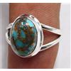 Anello In Gemma Di Turchese Blu In Rame 925 Argento Sterling 4.4 Gm Taglia 8" US