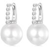 Kerraom Orecchini Perle Cerchio Argento 925 Donna, Gioielli Eleganti con Perla Bianca, Grande Sfera, Anallergici, Ragazze Regalo Compleanno, Sposa Matrimonio