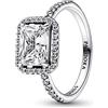 PANDORA Timeless, anello rettangolare a forma di cerchio scintillante in argento Sterling con zirconia cubica trasparente, 52