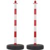 Perel Set paletti PVC, 2 pezzi, rosso bianco, 90 cm altezza, base riempibile con sabbia o acqua, collegabili, paletto con catena o nastro, per eventi, parcheggi, ristorazione, aree di lavoro, spazi