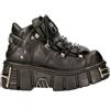 New Rock Torre Scarpe Metallico Nero Pelle Biker Gotico Stivali