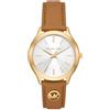Michael Kors Orologio Slim Runway da donna, movimento al quarzo a tre lancette da 38 mm con cinturino in pelle, 38 mm, Marrone e oro