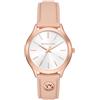 Michael Kors Orologio Slim Runway da donna, movimento al quarzo a tre lancette da 38 mm con cinturino in pelle, 38 mm, Marrone chiaro