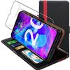 EbestStar Cover A Libro Portafoglio Per Honor 20 / Huawei Nova 5T - Pelle PU Con Slot Per Carte, Supporto Multifunzione, Nero E Rosso