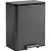 Rubbermaid Elite - Pattumiera a doppio flusso in acciaio inox per casa, rifiuti e riciclaggio, 45 litri, carbone, spazzatura e riciclaggio