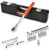 VEVOR Set Chiavi Dinamometriche Clic, 5-60 N.m e 3,7-44,3 lbf-ft Chiave Dinamometrica a Scatto, Bidirezionali, 72 Denti, Bussole, Punte, Barra di Prolunga, Bussole per Candele, Adattatore, Arancione