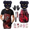 Yi'antai Costume da Macellaio per Halloween, Orso dell'orrore Costume, costume da Serial Killer Horror, Maschera da Orso, Grembiule Insanguinato, Coltello di Halloween Horrorm, Guanti di Cotone