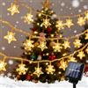 Quintrost Solare Stella Luci Stringa Natale, 6.5M 30 LED Fiocco di Neve Catena Luminosa 8 Modalità Impermeabile, Solari Luci Fatate per Esterno, Matrimoni, Giardino, Feste, Decorazione, Bianco Caldo