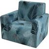Comart - Copridivano Fashion - Copri Poltrona 1 Posto - Elasticizzato con Braccioli - Cover Antiscivolo - Copertura Antimacchia e Antigraffio - Traspirante - Lavabile in Lavatrice - Foglie Azzurre