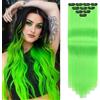 PARXITN 10 extension con clip per capelli colorate, 60 cm, colorate, con clip per capelli, per feste, cosplay, festival, carnevale, Halloween, Natale, colore verde