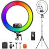 NEEWER RL45C 18'' Ring Light RGB LED Edge Lit 45W con Treppiede Telefono e Telecomando, CRI97+ 3100lux/0,5m 2500K-10000K Colori a 360°, Controllo App/2.4G,Compatibile con iPhone Selfie Trucco e Video