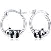 CHENGHONG Orecchini a forma di panda, in argento Sterling 925, piccoli orecchini a cerchio con colibrì, delfino, graziosi orecchini a cerchio per donne, ragazze, fidanzate, figlie, 15 Millimeter, Argento