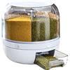 Buachois Dispenser di Riso, 6 Griglie Serbatoio Ermetico per Cereali 360° Rotante per Alimenti Secchi,Contenitore per La Conservazione del Grano,Contenitore per Dispenser di Riso Sfuso Trasparente(5Kg)