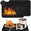BORDEAG Base ignifuga, 60 x 80 cm, 2 pezzi, resistenti al calore, in silicone ignifugo, per friggitrice ad aria, forno a microonde, piano di lavoro della cucina
