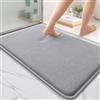 Homaxy Tappetino da bagno in memory foam, morbido, antiscivolo, lavabile, spesso, assorbente, tappetino per il bagno, tappetino per la doccia per il bagno - 60x90 cm, colore: grigio