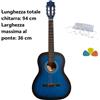 CHITARRA CLASSICA e ACUSTICA 3/4 BLU + Corde + Plettri Kit Scuola Bambini