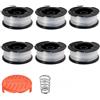 esmusssein Bobina per decespugliatore Black and Decker, 6 pezzi, lunghezza 9,1 m, diametro 0,2 cm, con copertura per bobina e molla