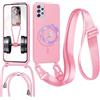 FERLAN Cover con Cordino per Samsung Galaxy A72 5G Cover Magnetica, Cover in Silicone TPU Morbido Corda Collana Necklace Regolabile Stylish con Catena Ultra Sottile Case, Rosa