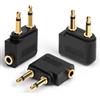 AXFEE Aereo Adattatore, 3Pezzi Adattatore Cuffie Volo Placcati in Oro, per Cuffie Universale Adattatore Aereo per Cuffie 3,5mm, Adattatori per Presa per Cuffie Aereo, per Sistemi Multimediali, Nero