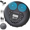KLIM Speaker + Lettore CD Portatile Con Altoparlanti + Bluetooth + NUOVO + Batteria Ricaricabile + Lettore CD Stereo con Auricolari Inclusi + microSD + AUX + Ideale per l'auto