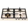 BERTAZZONI P604LHERAX Piano Cottura a Gas, 60 cm, Avorio/ Inox, Serie Heritage, 4 Fuochi, Wok Laterale