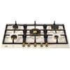 BERTAZZONI P755CHERAG Piano Cottura a Gas, 75 cm, Avorio/ Oro, Serie Heritage, 5 Fuochi, Wok Centrale