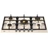 BERTAZZONI P755CHERAX Piano Cottura a Gas, 75 cm, Avorio/ Inox, Serie Heritage, 5 Fuochi, Wok Centrale