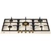 BERTAZZONI P905CHERAG Piano Cottura a Gas, 90 cm, Avorio/ Oro, Serie Heritage, 5 Fuochi, Dual Wok Centrale