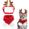 GTYARYUA Cappello Natale Cane, Costume Natalizio per Gatti Cani con Una Sciarpa, Cappello Natale Gatto, Cani Renna Cerchietto Cerchietto, Adatto ad Animali di Piccola e Media Taglia (B)