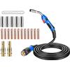 BOSYTRO Kit Cannola per Saldatura MIG/MAG MB25KD, 4m Torcia di Saldatura, con Connettore Euro, Set 20 Pezzi Deteriorabili incl. 250A per Saldatura CO₂/Argon in Officina & Industria