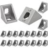 MISIQIMA 20 connettori angolari in alluminio profilo, 20 x 20 accessori, connettori angolari anti ruggine, angolo retto, angolo in alluminio, adatti per profili a colonne, fresatrici CNC