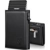 TENBST Portafoglio Uomo Slim, Portacarte in Pelle con Protezione RFID, Porta Carte di Credito Uomo Piccolo, Porta Tessere con Portamonete e Scomparti Banconote - Confezione Regalo