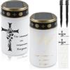 GAOUTO 2 pezzi Lume tombale, Lume solare a LED con paletto di terra, Candela tombale solare impermeabile con 4 adesivi, Lampada tombale, Candela solare per cimitero all'aperto con sensore di luce