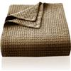 CHUFFED 100% Cotone Coperta 270x 230 cm, Morbida e Traspirante Coperta da Giorno, Motivo a Gabbia Leggera come Coperta per Divano, Morbida e Soffice Coperta per Soggiorno, Divano o Poltrona Marrone