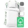 JACOBSON Set di Biancheria da Letto 135 x 200 cm, 100% Cotone, Copripiumino e 1 Federa 80 x 80 cm, Percalle Con Chiusura Lampo (Bianco, 2 Pezzi)