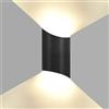 HAWEE 10W Impermeabile Moderno Lampada da Parete LED Applique da Parete Alluminio Lampada da Muro Interno Esterno per Bagno, Camera da Letto Scale Portico Corridoio Soggiorno, Nero 3000K