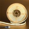 Clearhill Fita LED COB USB 5V, Bianco Caldo 3000K, 8mm, 320 LED/m, 8W/m, CRI90, 2M, Pannello Doppio Elettroplaccato, IP20, Decorazioni Interne