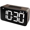 NOKLEAD Sveglia digitale per camera da letto: display LED da 5,9 pollici, funzione snooze da 9 minuti, 2 livelli di volume, 5 livelli di luminosità, 12/24 ore, con adattatore (Deep Wood Grain)